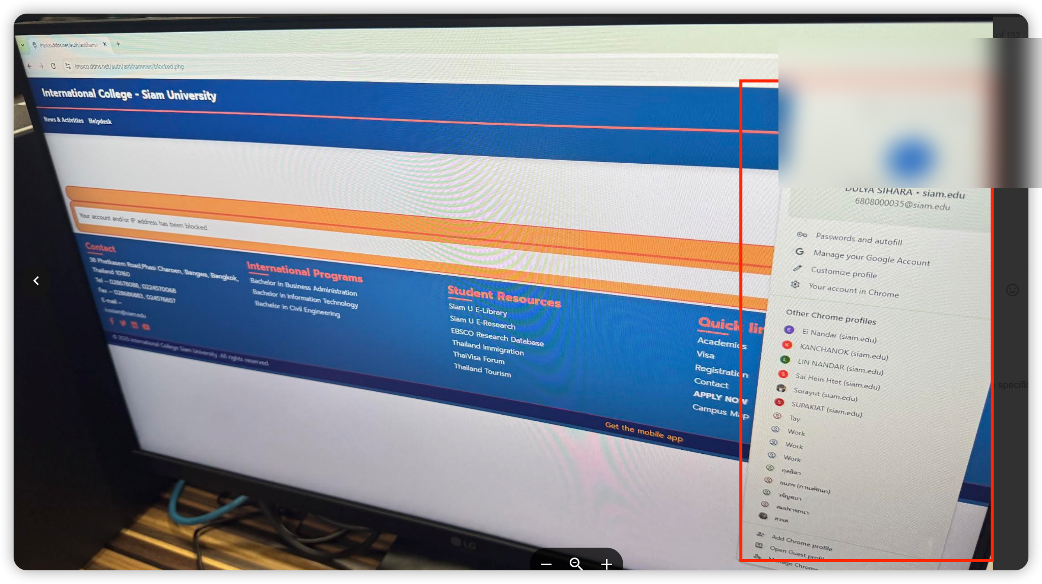 Chrome profile icon top right
